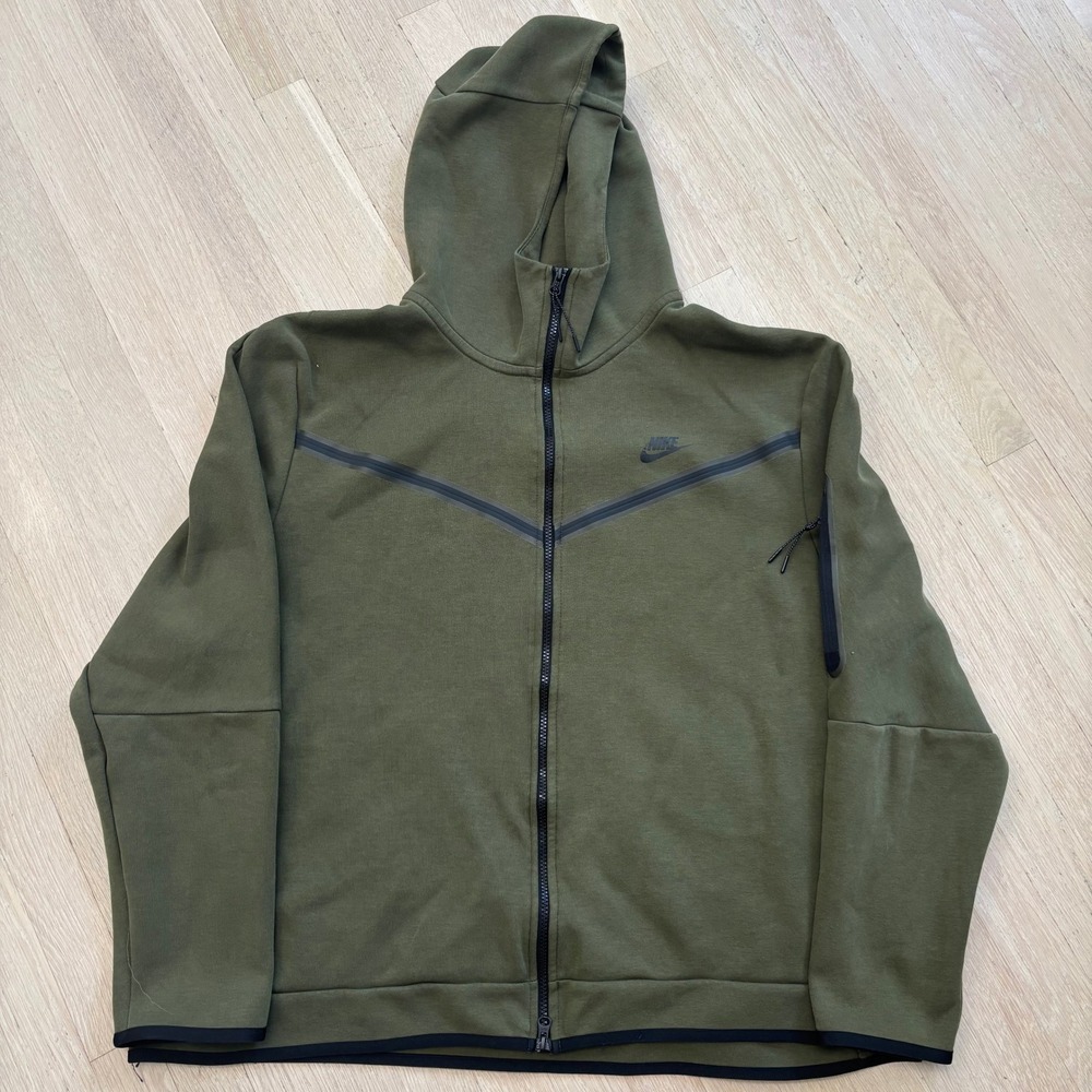 Nike Tech Fleece Hoodie Mens 3XL Olive Green Good Full Zip Jacket